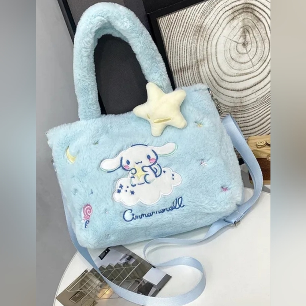 Sanrio Plush Bag Kawaii Handbag Tote Plushie Shoulder Messenger Bag Cinnamoroll - Picture 1 of 3